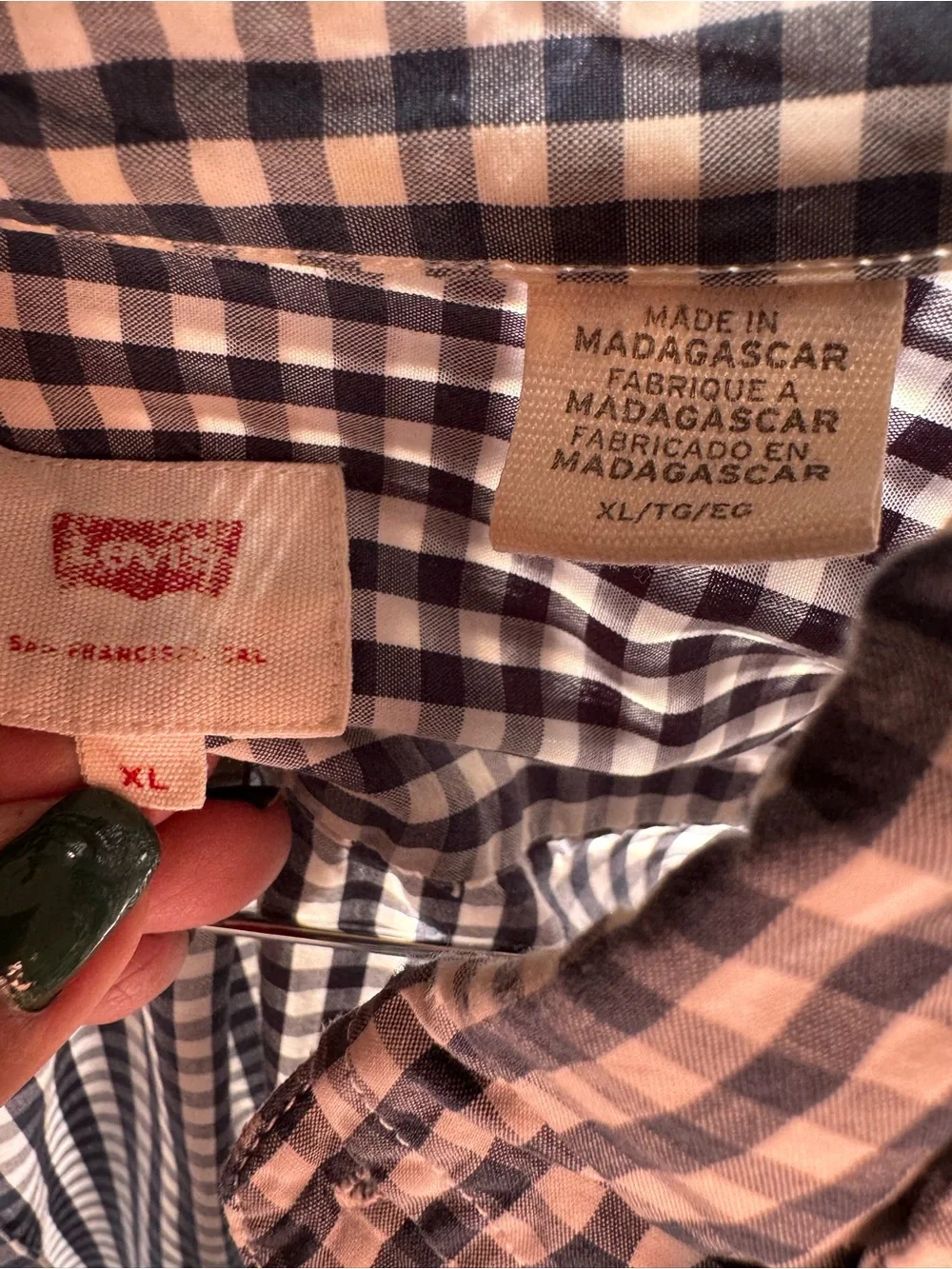 Levi’s Men's Black White Gingham Button-Down Shirt Size XL